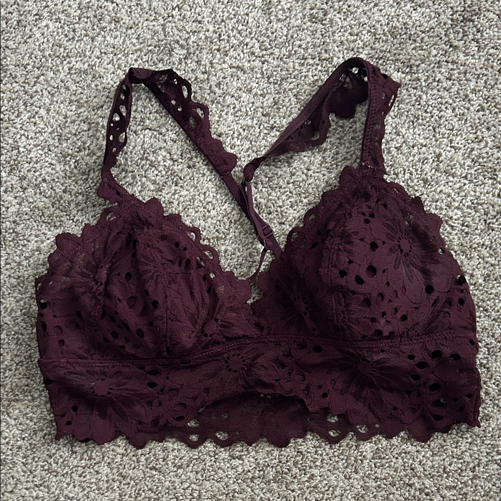 Aerie Lace Bralette in Dark Burgundy